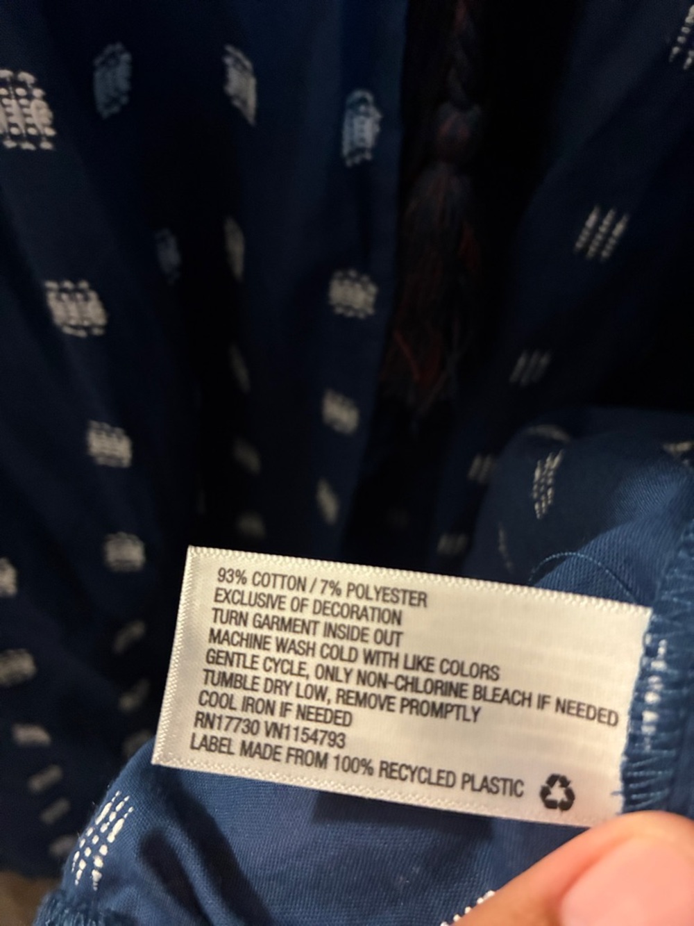 Knox Rose Navy Printed Embroidered Open Top - Picture 4 of 5